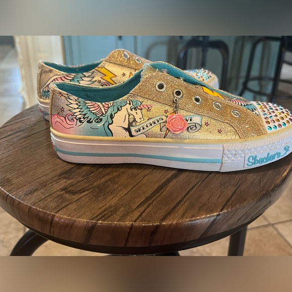 Girls Sketchers Twinkle Toe Tennis Shoe, size 1.5 - Picture 2 of 6